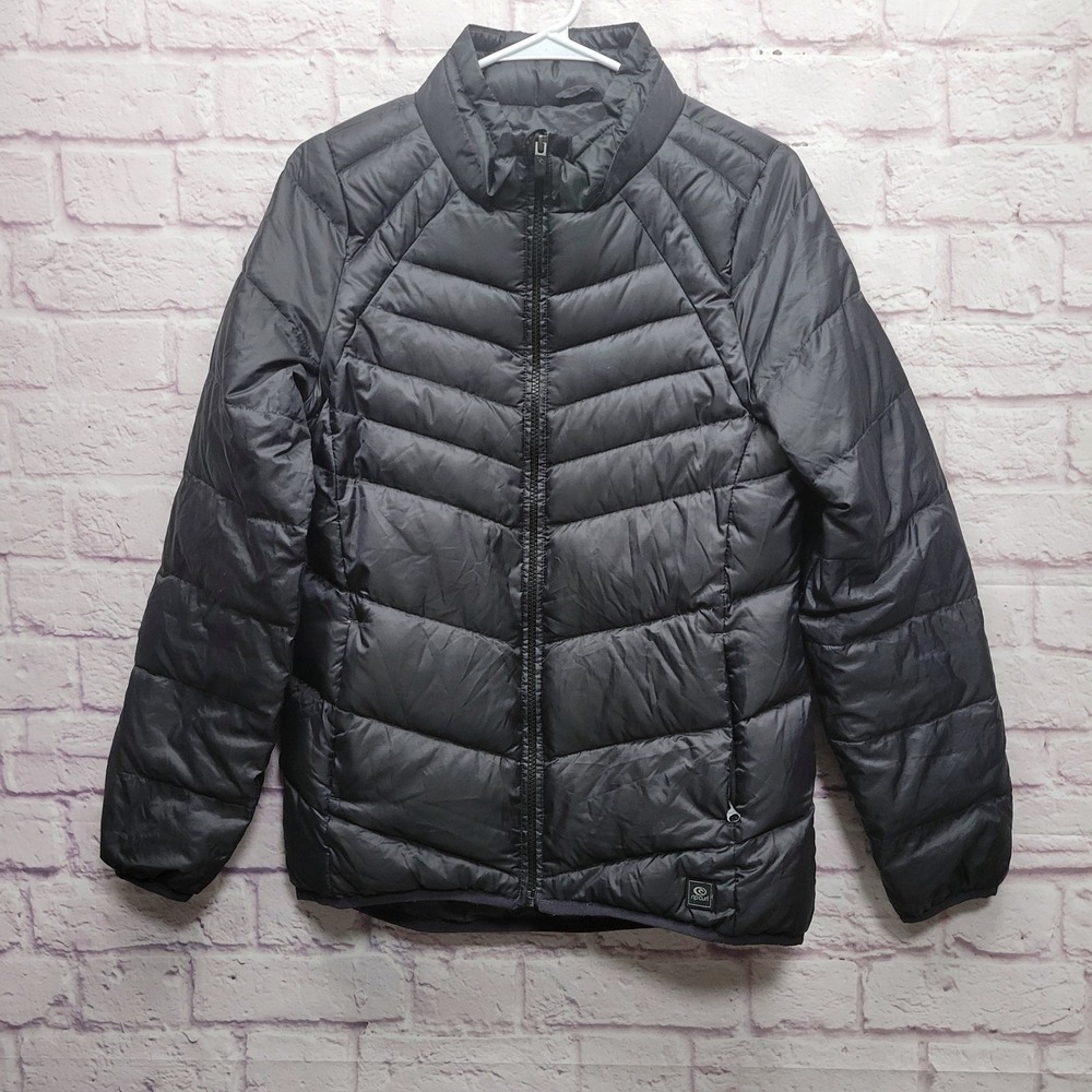 Rip Curl Anti Series Puffer Jacket Womens 10 Black Quilted Duck Down Insulated‎